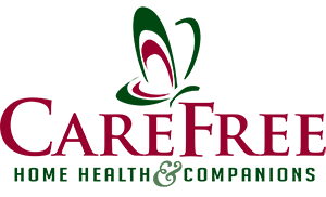Logo for CareFreeHomeHealth. Senior at home care.